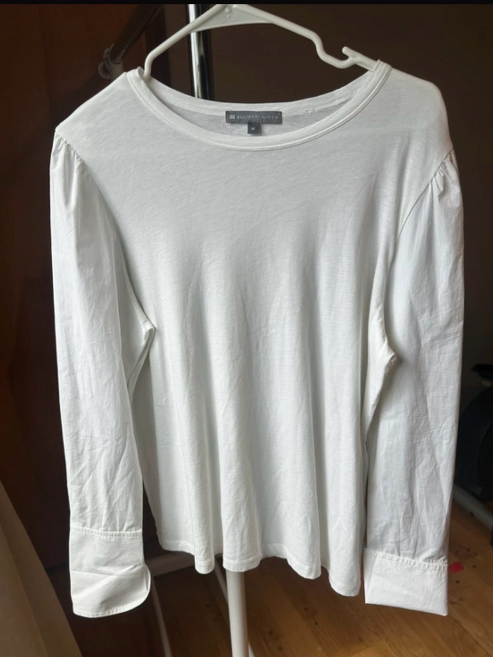 Elliott Lauren White Long Sleeve Crewneck Tee